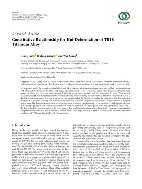 isothermal hot compression tests|Constitutive Relationship for Hot Deformation of TB18 Titanium Alloy.